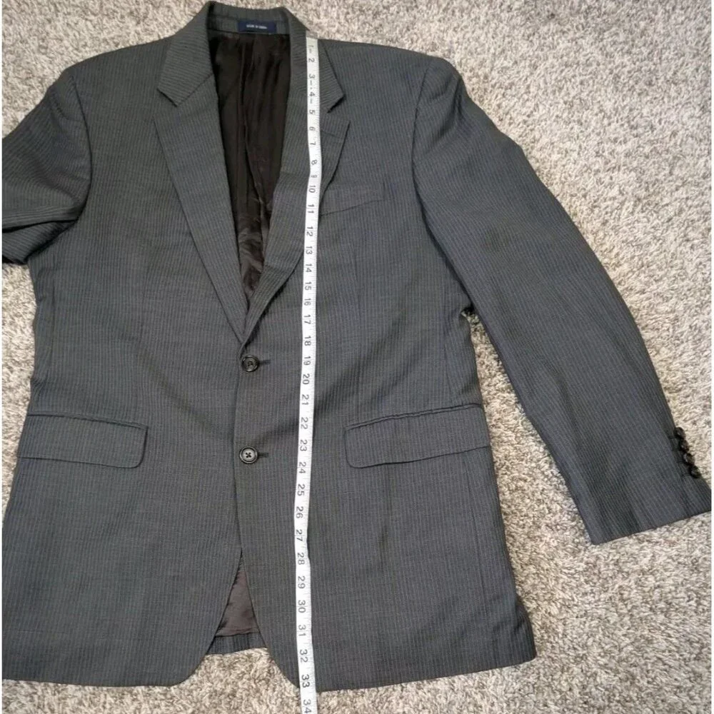 Ralph Ralph Lauren Blazer Mens 42L Wool Jacket Sport Coat Grey Stripe FLAWED